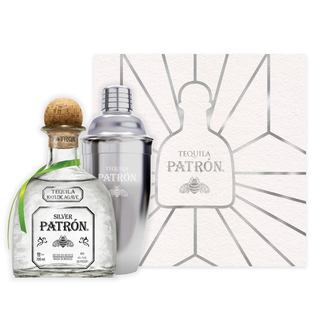 Patron Silver Tequila 75cl with FREE Gift Box and Silver Shaker