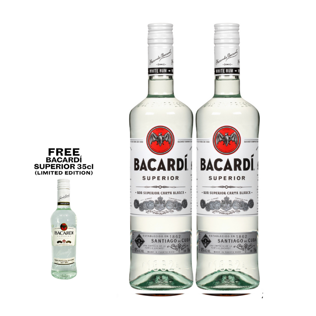 Bacardi Superior Rum 75cl (2 bottles) with FREE Bacardi Superior 35cl