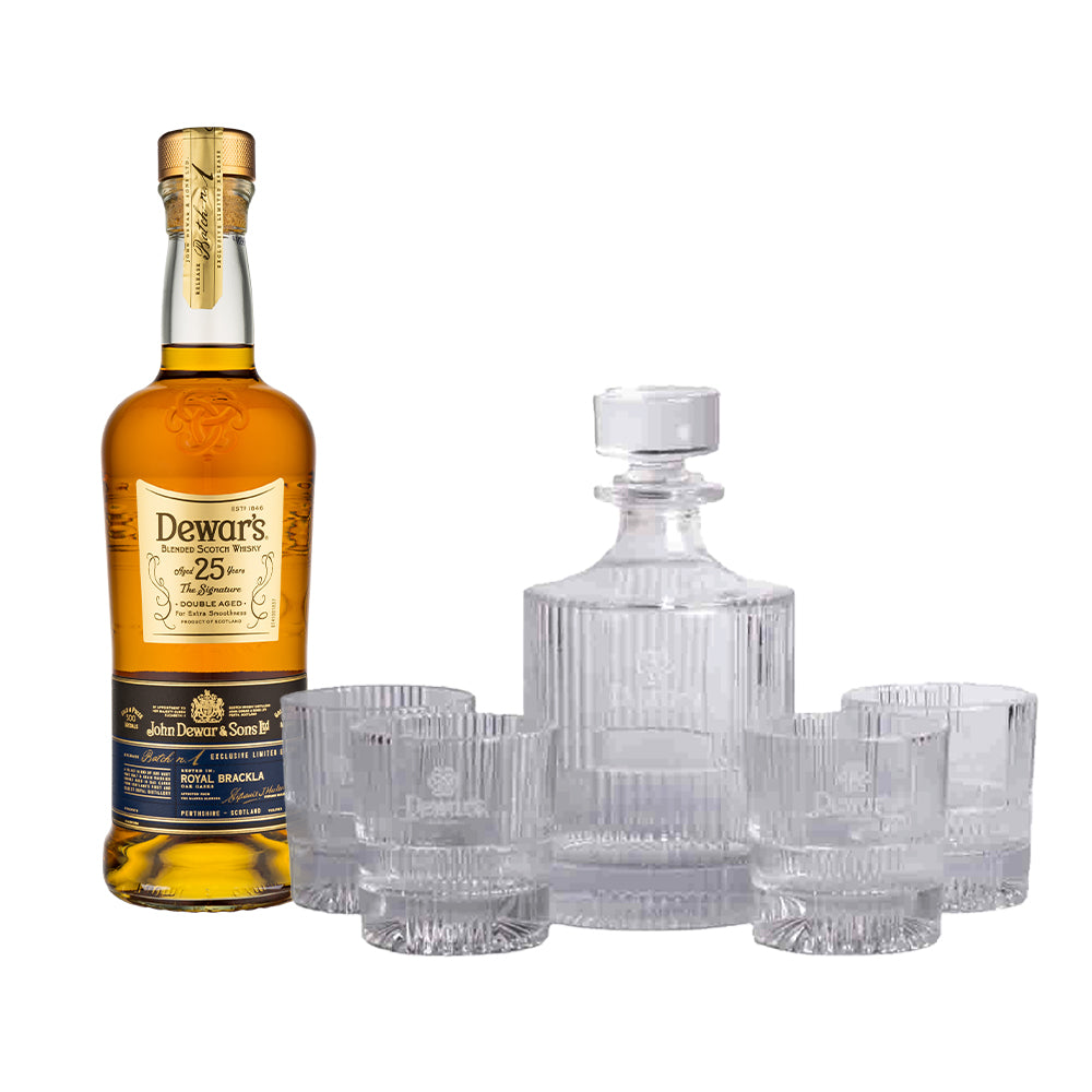 Dewars 25 Year Old Blended Scotch Whisky 70cl with Dewars Decanter Set