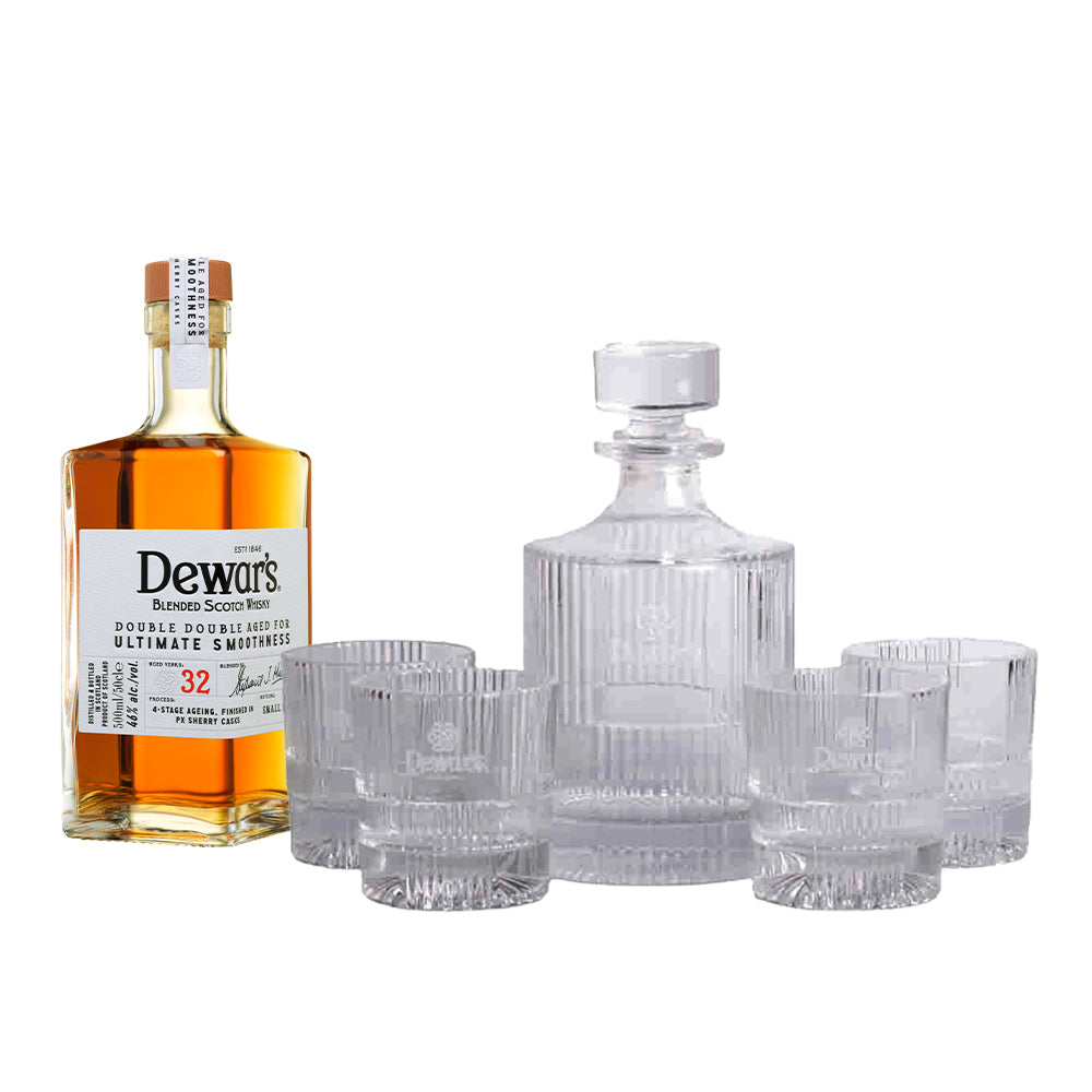 Dewars Double Double 32 Year Old Scotch Whisky 50cl with Dewars Decanter Set