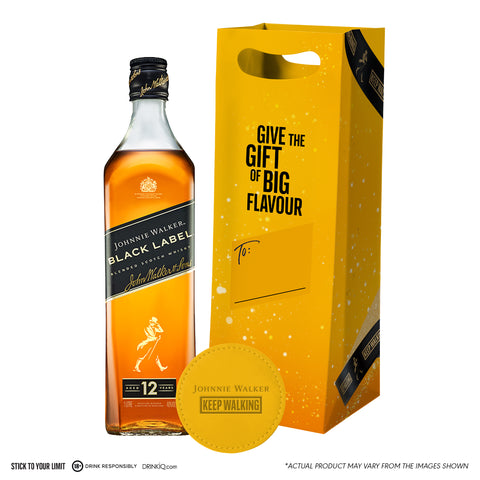 Johnnie Walker Black Label 12 Year Old Whisky 1L with FREE Gift Bag and  Leather Coaster