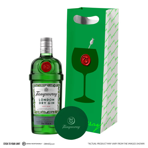 Tanqueray London Dry Gin 75cl with FREE Gift Bag and Leather Coaster