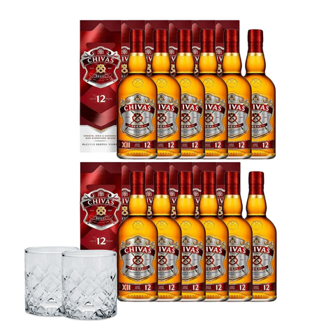 Chivas Regal 12 1L (12 bottles) with FREE 2 pcs Kosa Single Rock Glass