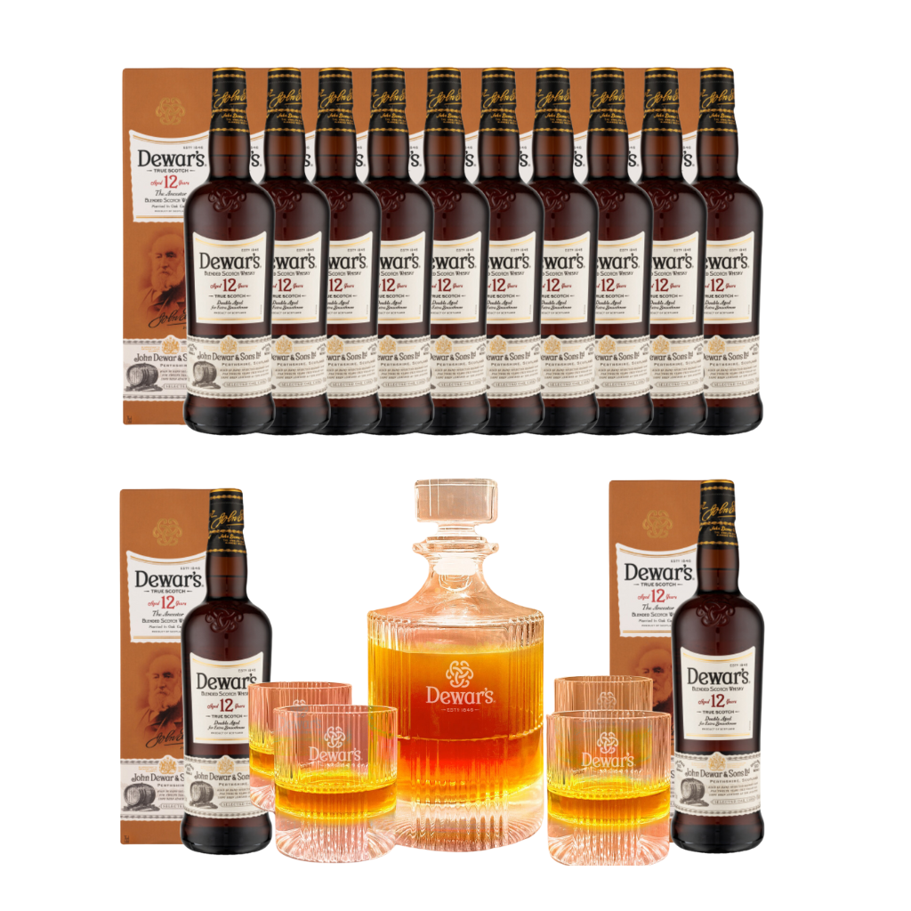 Dewars 12 Year Old 75cl (10+2 Bottles) with FREE Decanter Set