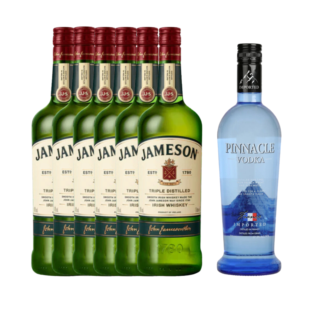 John Jameson Irish Whiskey 1L (6 bottles + FREE 1 Pinnacle Vodka)