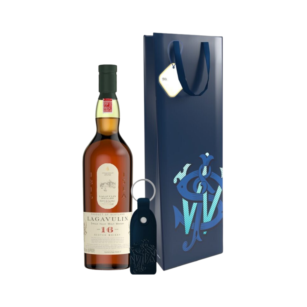 Lagavulin 16 Year Old Islay Single Malt Scotch Whisky 70cl with Gift Bag and Keychain