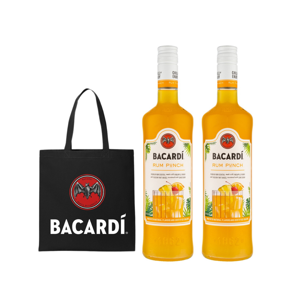 Bacardi Rum Punch 75cl (2 bottles) with FREE Black Tote Bag