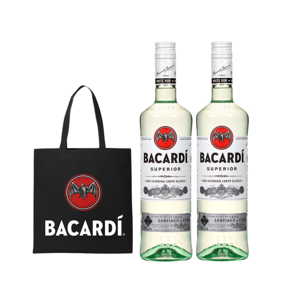 Bacardi Superior Rum 75cl (2 bottles) with FREE Black Tote Bag ...