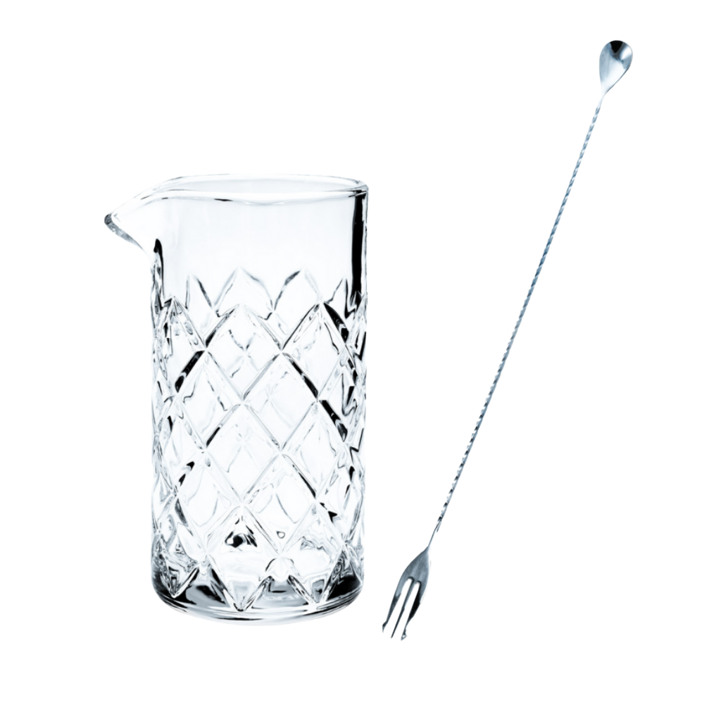 Professional Kosa Mixing Glass 500ml & Stainless Trident Barspoon